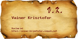 Vainer Krisztofer névjegykártya